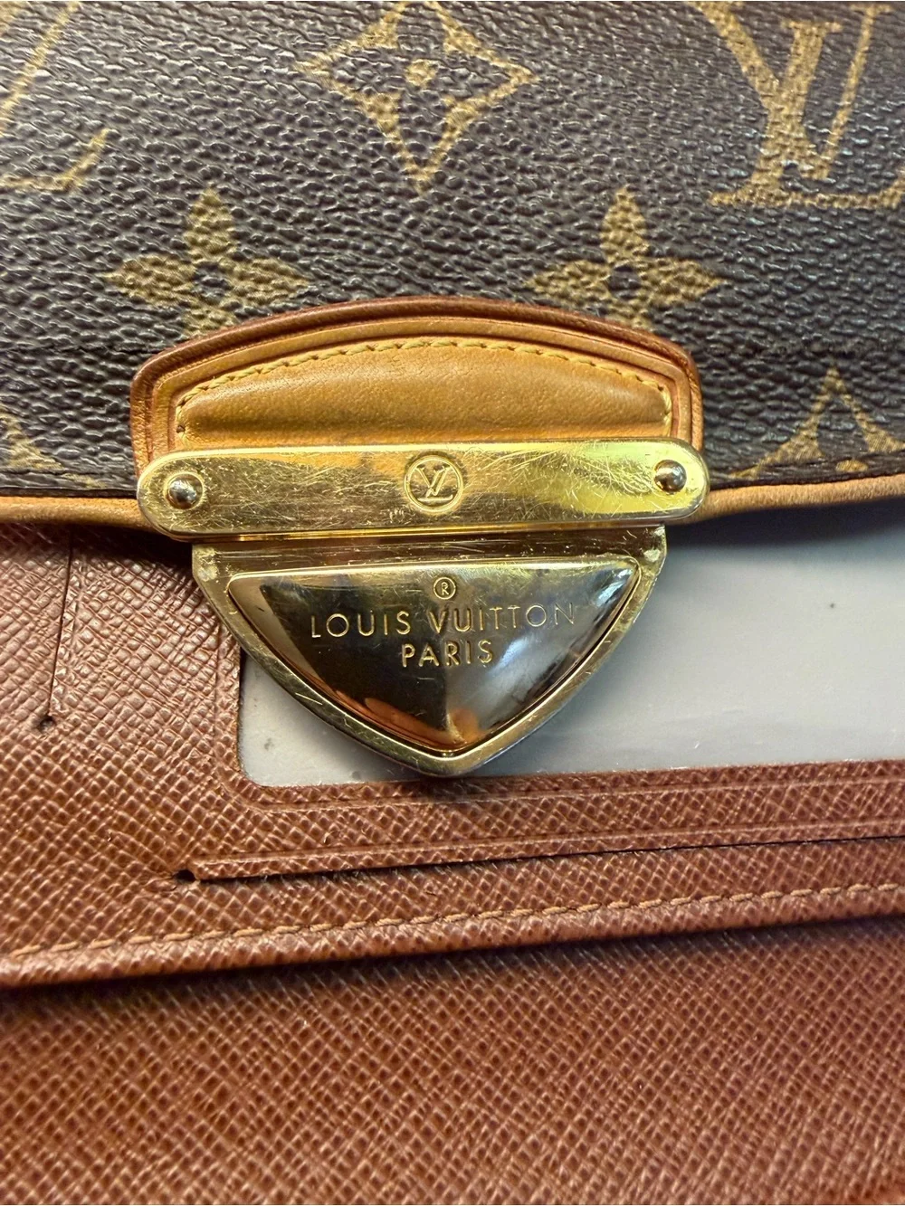 Authentic Louis Vuitton Brazza Wallet Monogram Canvas Brown France MI0058
